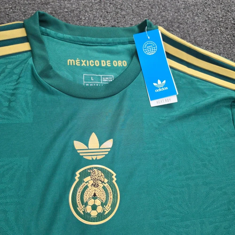 Adidas Mexico De Oro Soccer Jersey Mens Large Green Gold Vega Football Shirt NEW